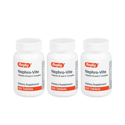 Rugby Nephro-Vite Vitamin B and C Complex Tablets – Dietary Supplement (100 Count) 3 Pack