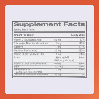 Rugby Nephro-Vite Vitamin B & C Complex Tablets - Dietary Supplement - 100 Count (2 Pack)