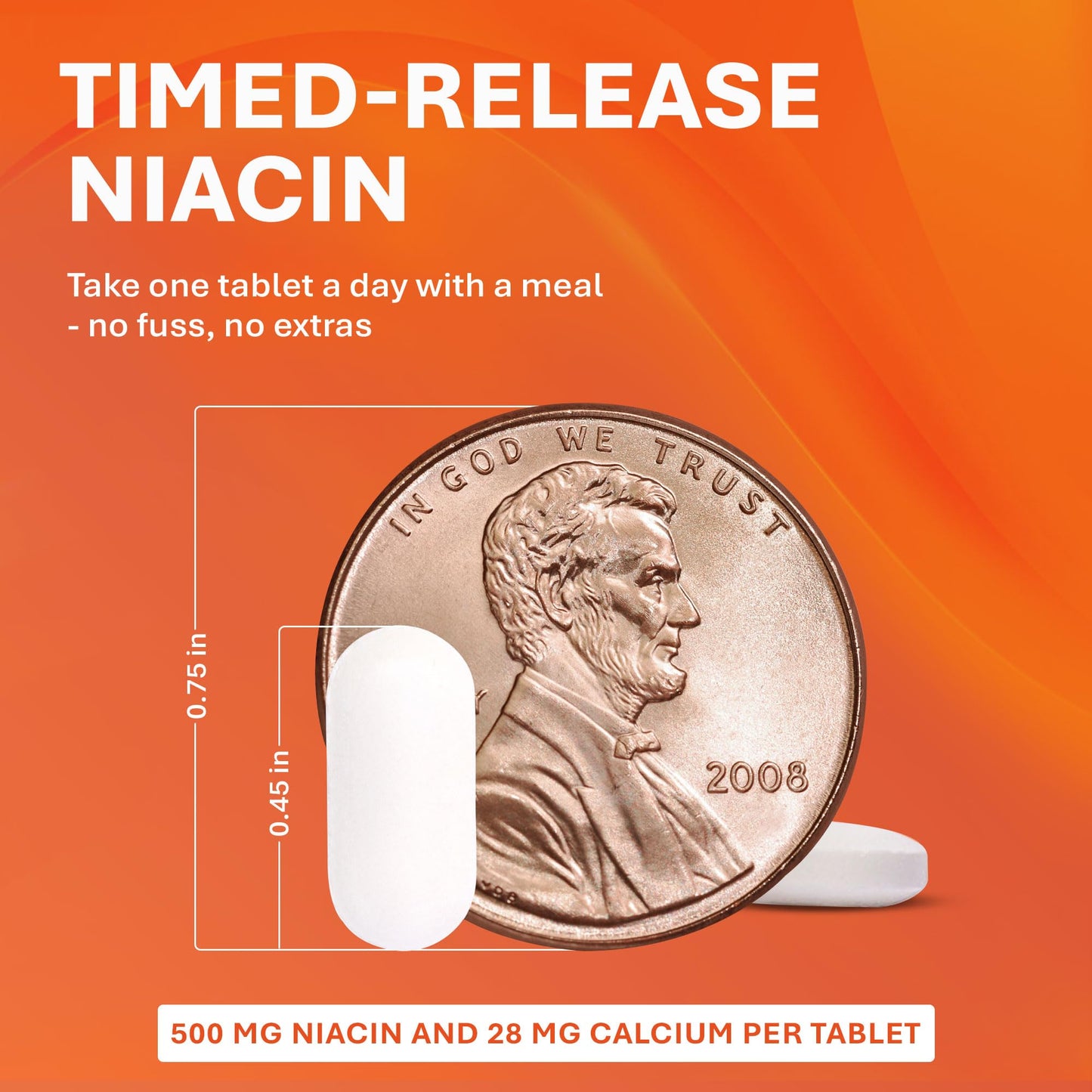 Rugby Timed-Release Niacin 500mg with Calcium – 100 Tablets | Energy, Metabolism & Circulation
