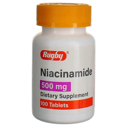 RUGBY LABORATORIES Niacinamide 500 mg – 100 Tabs | Vitamin B3 Supplement