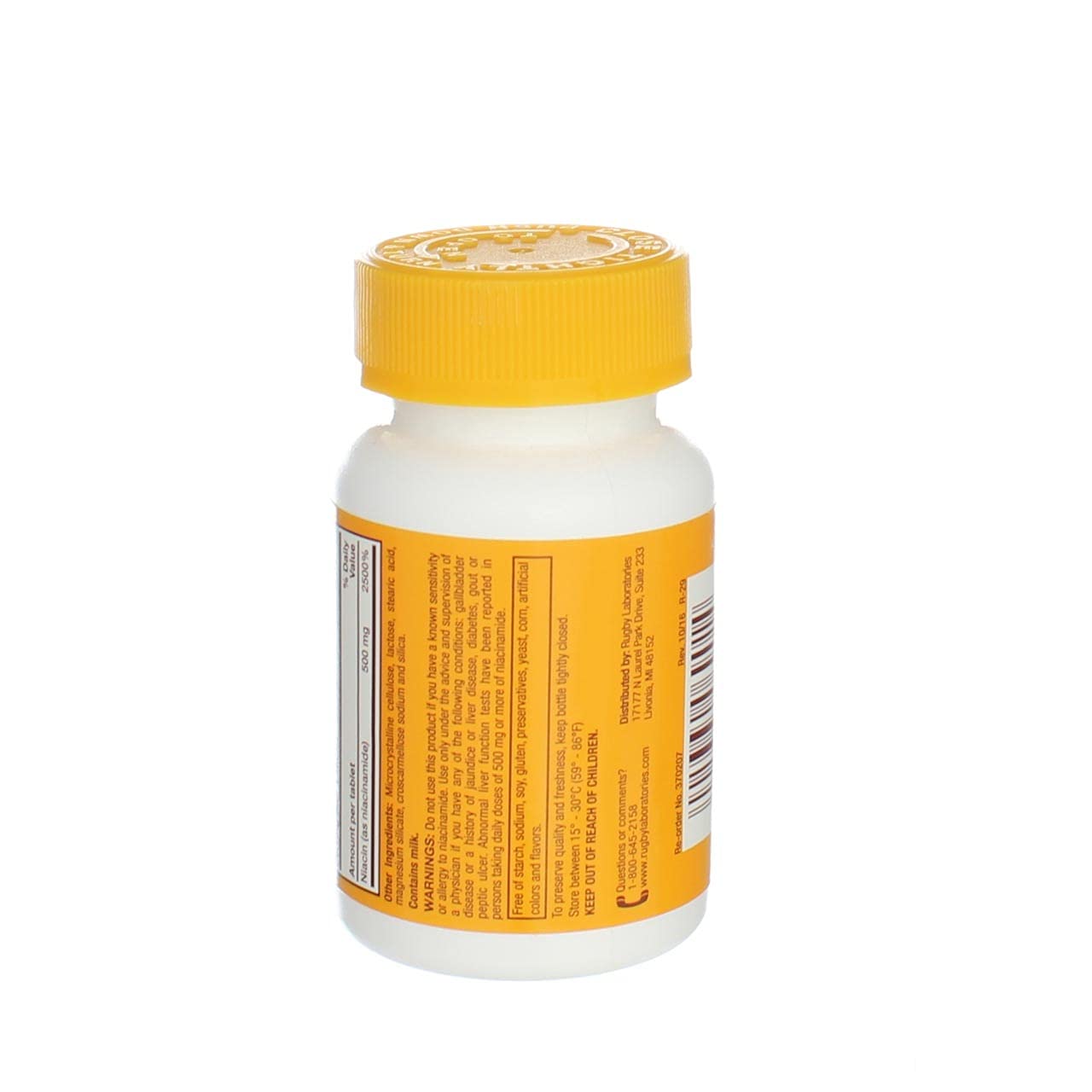 RUGBY LABORATORIES Niacinamide 500 mg – 100 Tabs | Vitamin B3 Supplement