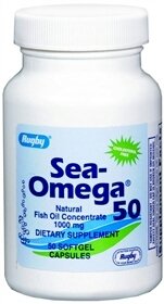 Rugby Sea-Omega Omega-3 Fish Oil 1000mg, 50 Softgels Pack of 3
