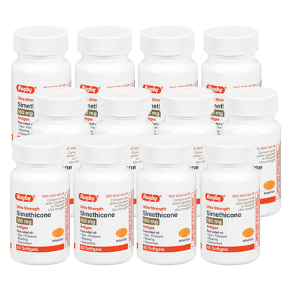Rugby Ultra Strength Simethicone Gas Relief 180 mg — 60 Softgels (12 Pack)