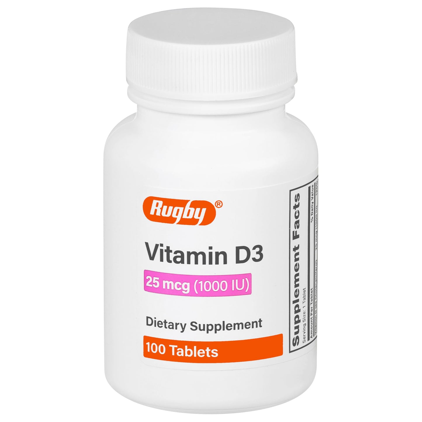 Rugby Vitamin D3 1000 IU (25 mcg) – 100 Tablets | Dietary Supplement