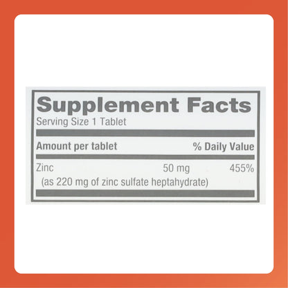 Rugby Zinc Sulfate 220 mg Tablets - Zinc Sulfate Heptahydrate - Dietary Supplement - 100 Count (3 Pack)