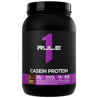 Rule 1 Casein Protein – 25g Protein & 11g EAAs, Slow-Release Micellar Casein (2 lb, Chocolate Fudge)