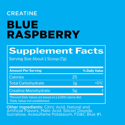 Rule 1 Creatine Powder – Pure Micronized Creatine Monohydrate for High-Intensity Exercise and Lean Body Mass Support, Flavored and Unflavored (30 Servings, Blue Raspberry)
