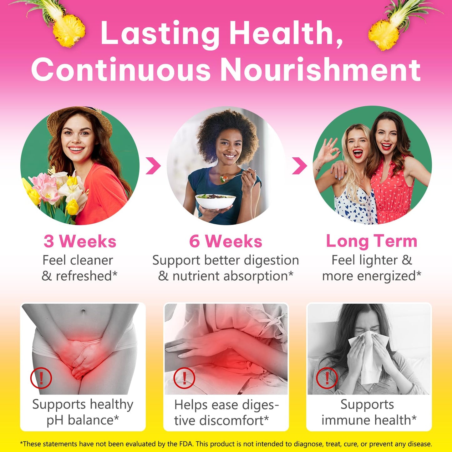 Rulviou Women's Probiotic Gummies for Vaginal Health | pH Balance & Immune Support - Pineapple Flavor, 60 Count