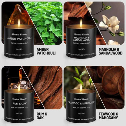 Men's Scented Candle Sets – 4 Pack Aromatherapy Candles Gift in Matte Black Tins