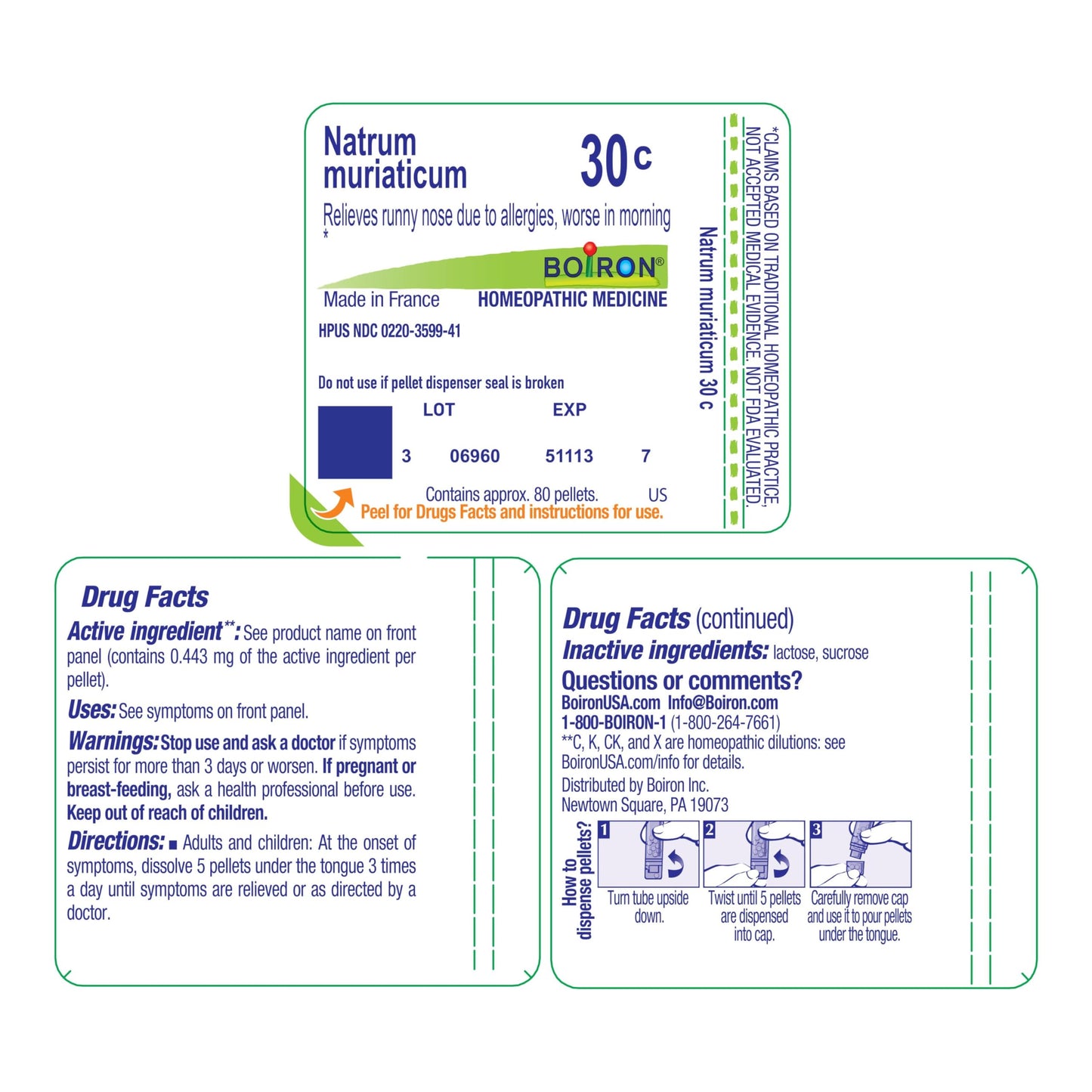 Boiron Natrum Muriaticum 30C – Homeopathic Medicine for Runny Nose (80 Pellets)