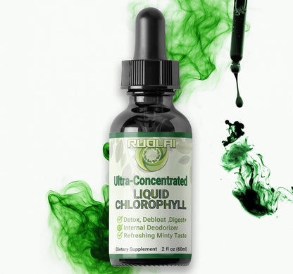 Ruolai Chlorophyll Liquid Drops – 5X Strength Detox & Deodorant | Mint Flavor, Vegan, Non-GMO, 2 Fl Oz