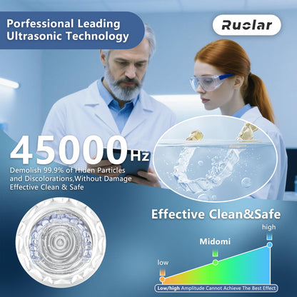Ruolar Ultrasonic Retainer Cleaner – 45kHz Dental Cleaning Pod for Dentures & Jewelry