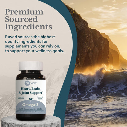 Ruved Omega-3 Fish Oil 1000mg | EPA & DHA | Heart, Brain & Joint Support | 60 Softgels