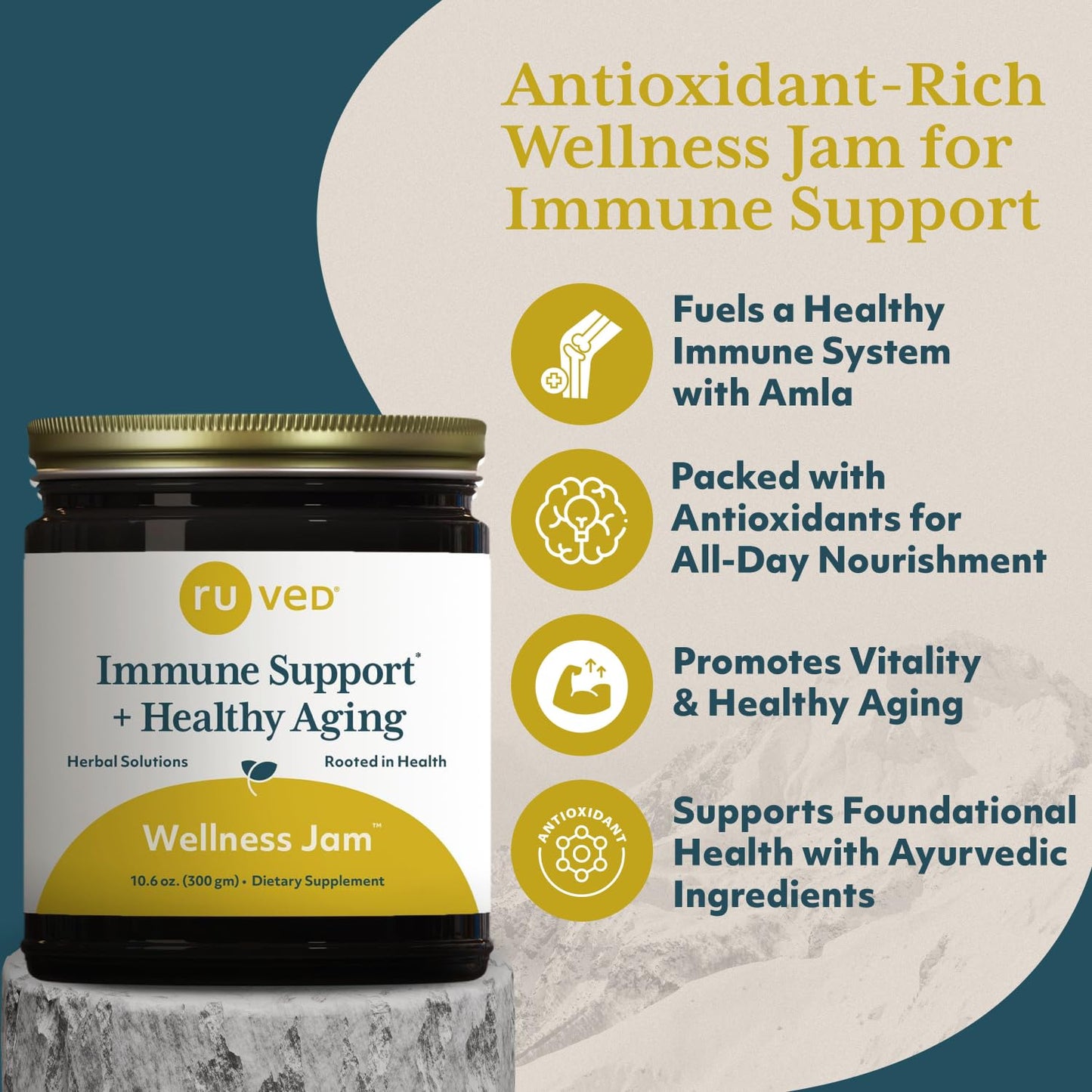 ruved Wellness Jam - Amla Jam with Honey, Immune & Digestive Support | Ayurvedic Amla & Ashwagandha
