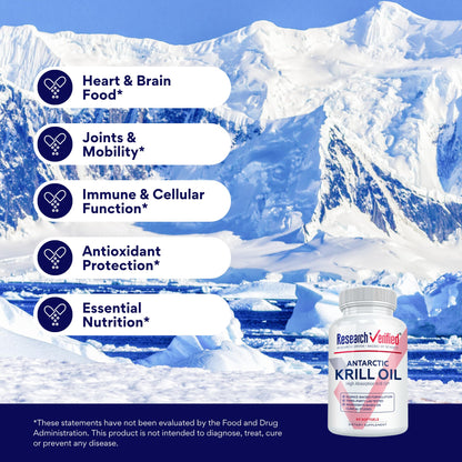 Research Verified Antarctic Krill Oil 2000mg - 360 Softgels - 6 Month Supply - Made in USA | Heart & Brain Support
