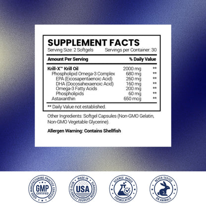 Research Verified Antarctic Krill Oil 2000mg - 360 Softgels - 6 Month Supply - Made in USA | Heart & Brain Support