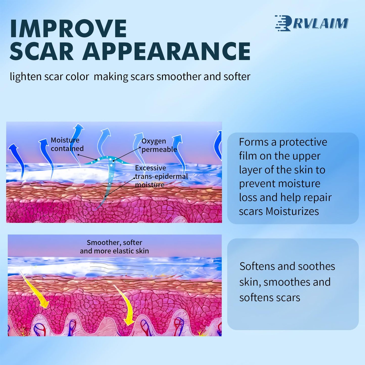 Rvlaim Advanced Silicone Scar Gel – Scar Cream for Surgical & Stretch Marks, 1.7 oz