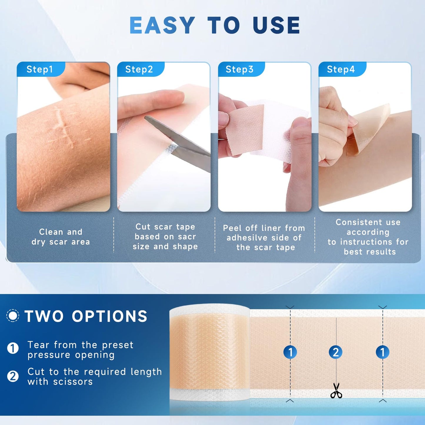 Rvlaim Silicone Scar Sheets & Tape – 3M Roll (1.6” x 120”), Surgical Scar & Stretch Mark Care