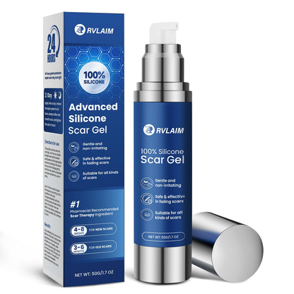 Rvlaim 100% Silicone Scar Gel | Advanced Scar Cream for Surgical, Burn, Acne Scars | 1.7 oz / 50 ml