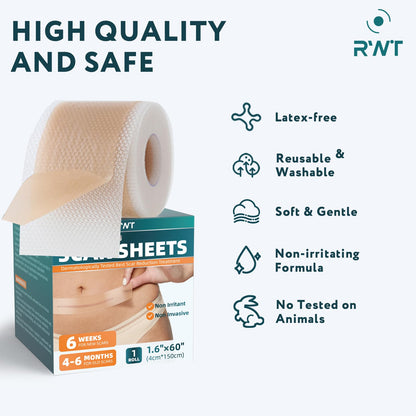RWT Silicone Scar Sheets – 60 inch x 1.6 inch Roll for Surgical Scars