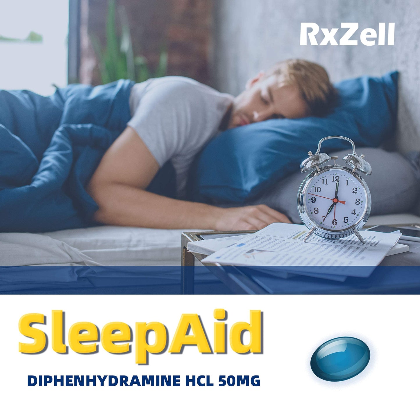 RXZELL Sleep Aid Diphenhydramine 50mg Softgels - 220 Count | Easy-to-Swallow, Non Habit-Forming