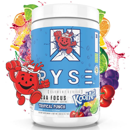 RYSE BCAA Focus Powder - Kool-Aid Tropical Punch (30 Servings) | Electrolytes, Caffeine & Cognizin