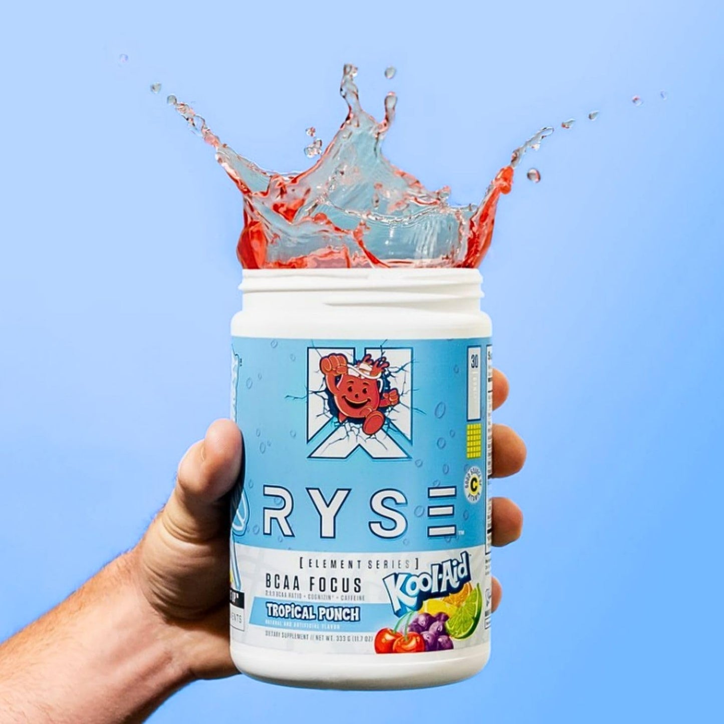 RYSE BCAA Focus Powder - Kool-Aid Tropical Punch (30 Servings) | Electrolytes, Caffeine & Cognizin
