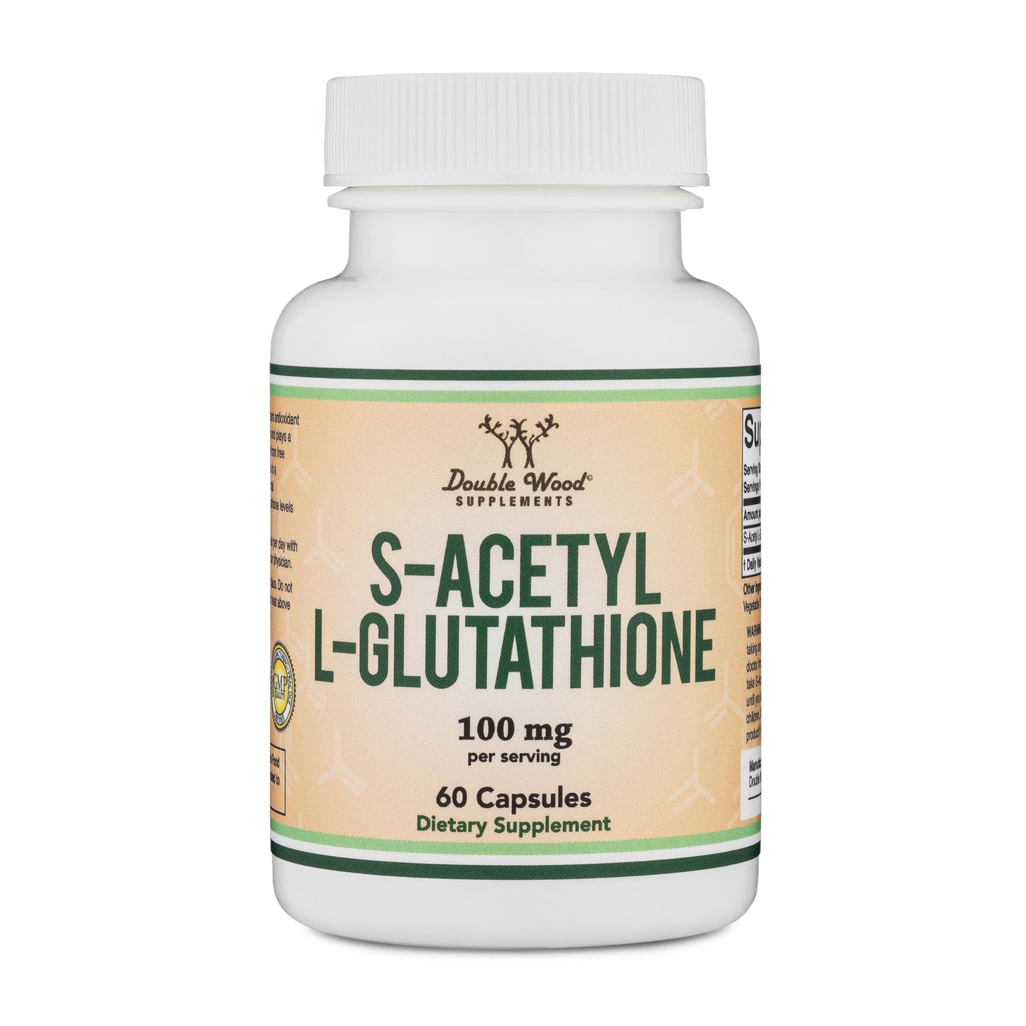 S-Acetyl L-Glutathione Capsules 100mg, 60 Count – Acetylated Glutathione by Double Wood