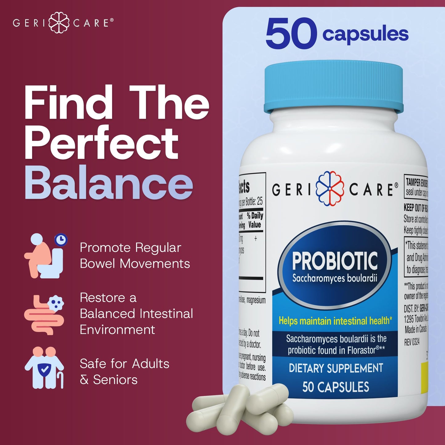 Saccharomyces boulardii Probiotic 500 mg | Digestive Health | 2-Pack