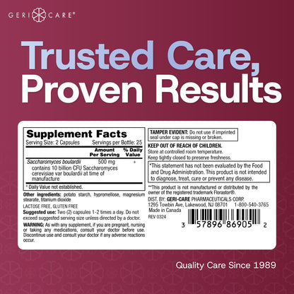 Saccharomyces boulardii Probiotic 500 mg | Digestive Health | 2-Pack