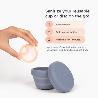 Saalt Compact Sanitizer — Microwaveable, Collapsible Cup & Disc Cleaner (Sage)