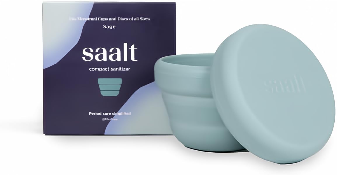 Saalt Compact Sanitizer — Microwaveable, Collapsible Cup & Disc Cleaner (Sage)