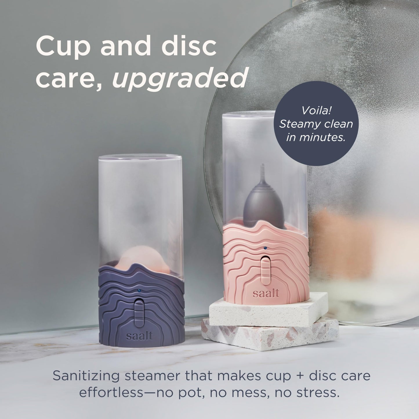 Saalt Menstrual Cup Steamer | Hands-Free No-Boil Sanitizer for Cups & Discs | Blue Dusk