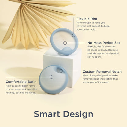 Saalt Menstrual Disc – Soft Flexible Reusable Silicone (Blue, Regular) | 12 Hour Wear, Made in USA