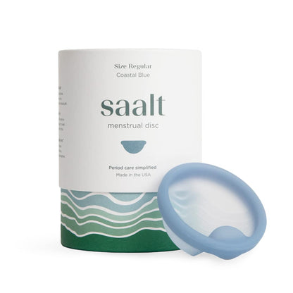 Saalt Menstrual Disc – Soft Flexible Reusable Silicone (Blue, Regular) | 12 Hour Wear, Made in USA