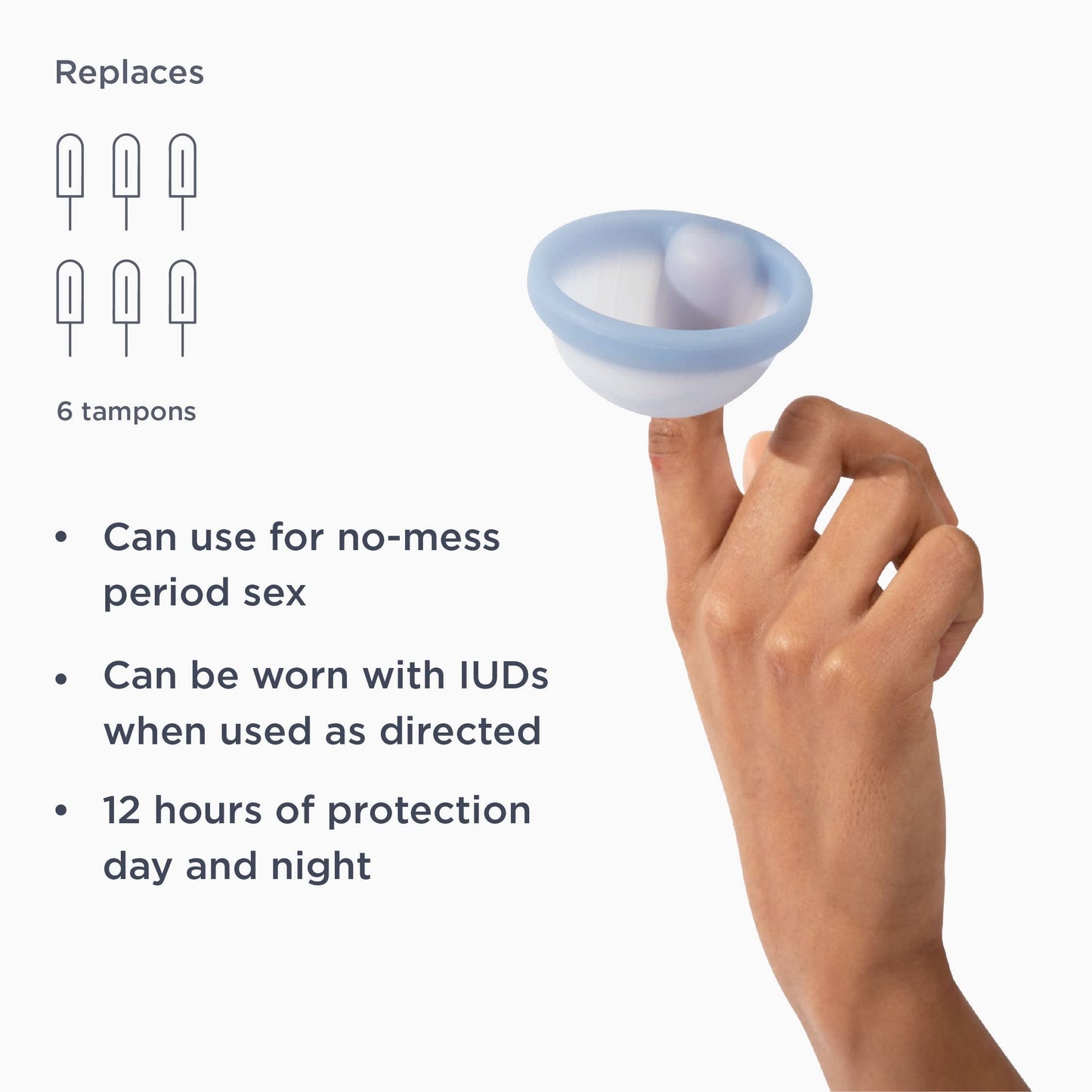 Saalt Menstrual Disc – Soft Flexible Reusable Silicone (Blue, Regular) | 12 Hour Wear, Made in USA