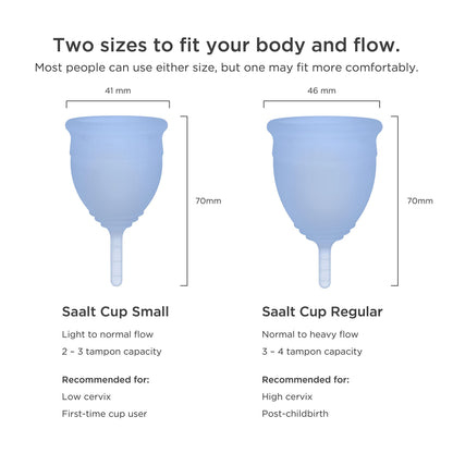 Saalt Menstrual Cup – Reusable, Leak-Free Up to 12 Hours (Regular, Ocean Blue)