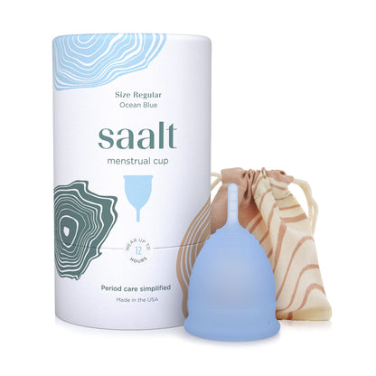 Saalt Menstrual Cup – Reusable, Leak-Free Up to 12 Hours (Regular, Ocean Blue)