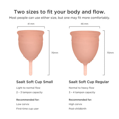 Saalt Soft Menstrual Cup – Desert Blush | Reusable, BPA & Latex Free, 12-Hour Leak-Free Protection