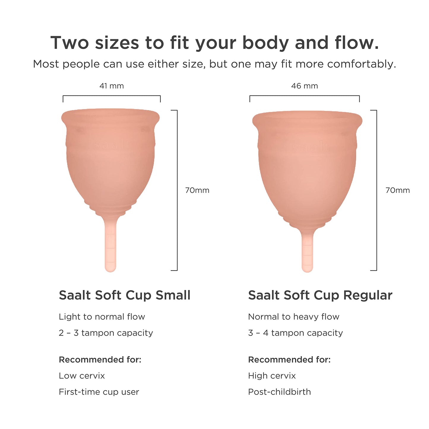 Saalt Soft Menstrual Cup – Desert Blush | Reusable, BPA & Latex Free, 12-Hour Leak-Free Protection