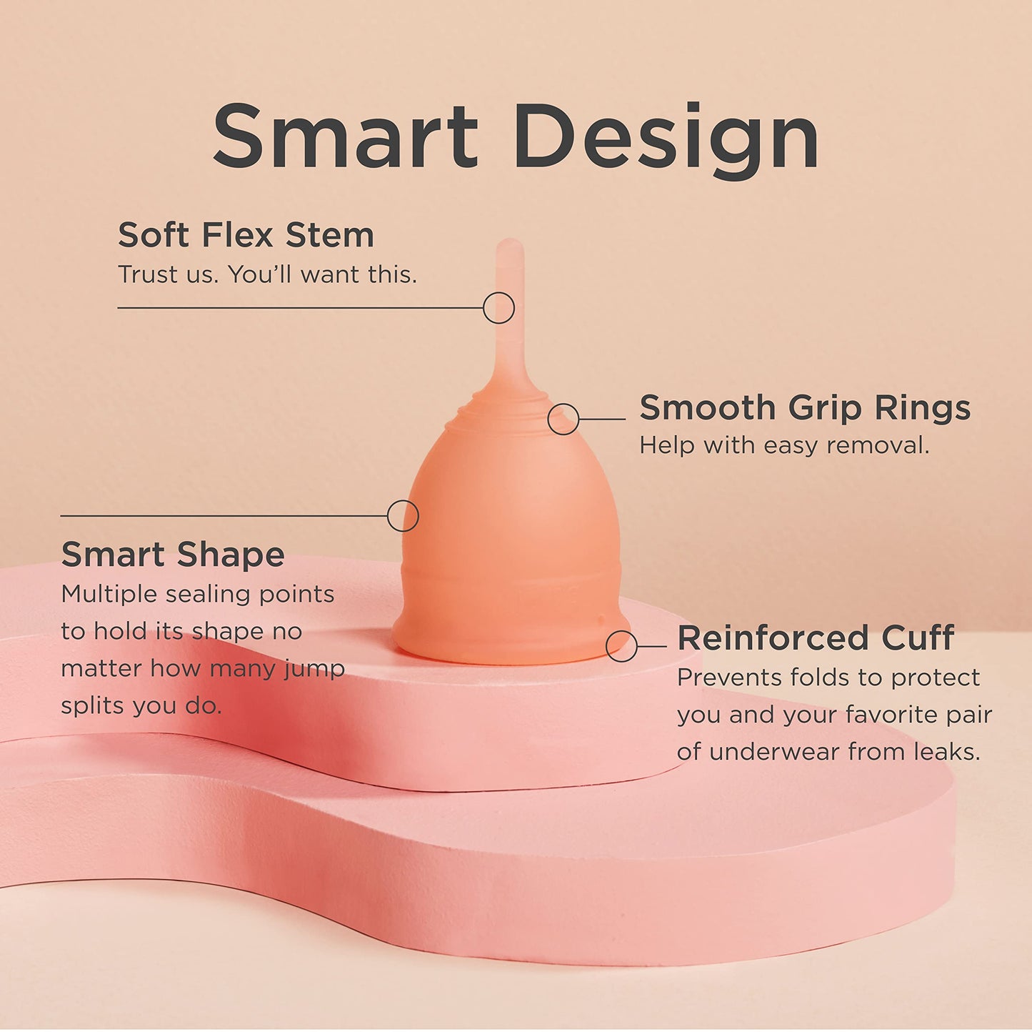 Saalt Soft Menstrual Cup – Desert Blush | Reusable, BPA & Latex Free, 12-Hour Leak-Free Protection