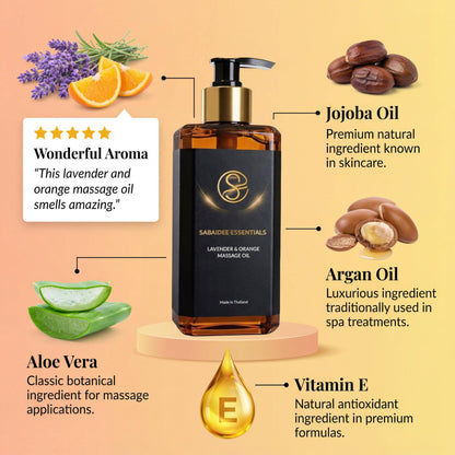 SABAIDEE Essentials Aromatherapy Massage Oil – Lavender & Orange, 10 oz