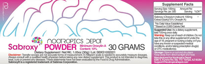 Nootropics Depot Sabroxy® Oroxylin-A Powder | 30 Grams | Minimum 10% Oroxylin-A | Oroxylum indicum | May Help Promote Focus & Motivation | May Help Promote Cognitive Function