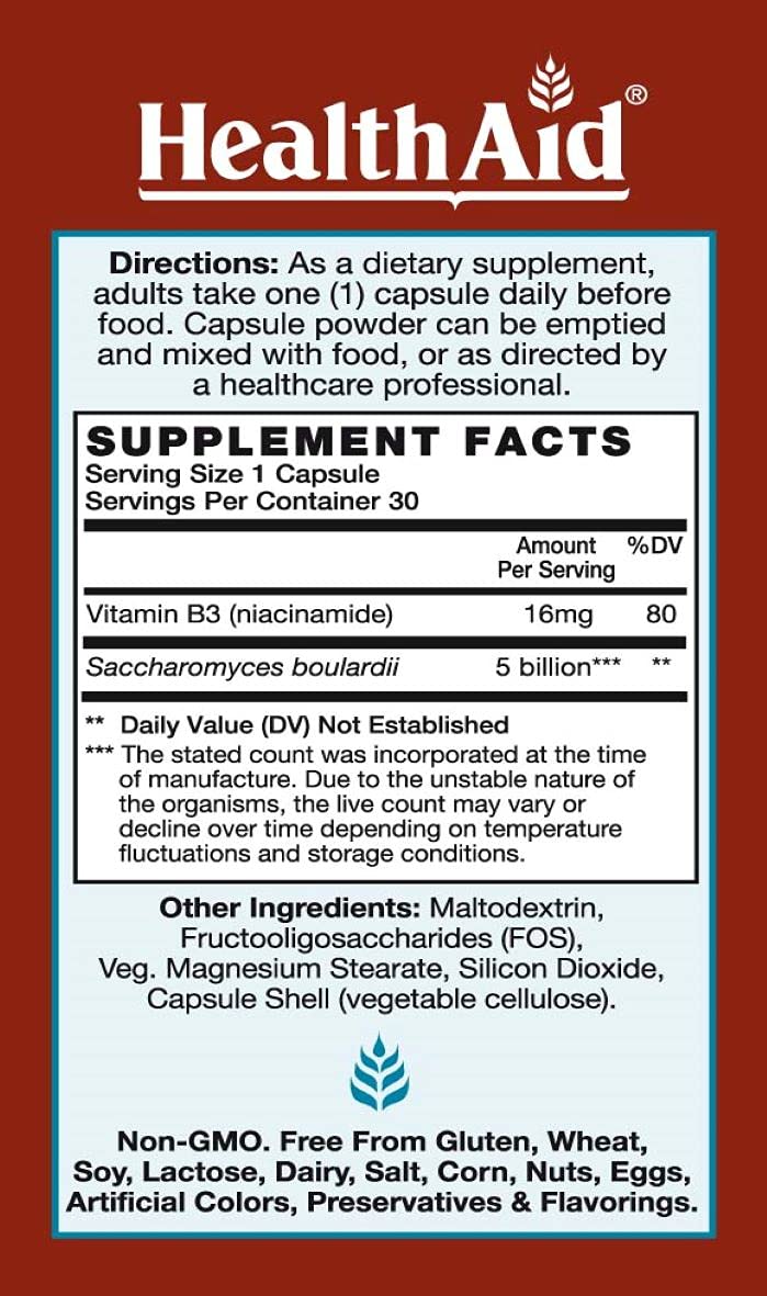 Sacardi Saccharomyces Boulardii – 5B CFU Probiotic, Once-Daily, Dairy-Free