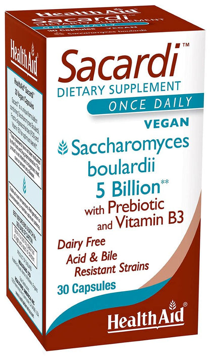 Sacardi Saccharomyces Boulardii – 5B CFU Probiotic, Once-Daily, Dairy-Free