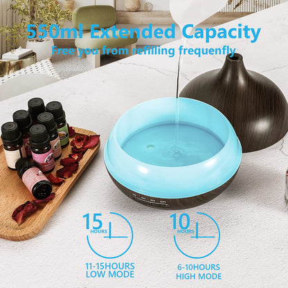 SACATR 550ml Oil Diffuser + 15 Essential Oils – Ultrasonic Diffuser with Remote