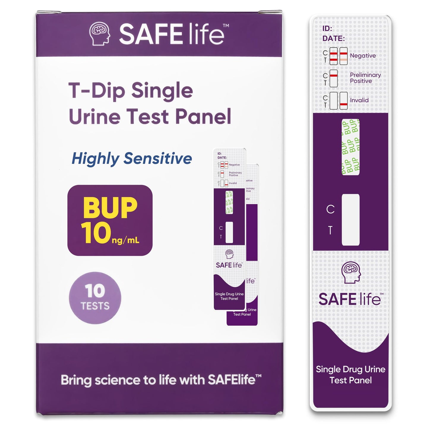 Safe Life Buprenorphine Urine Drug Test – Single Panel (10 ng/mL), 10-Pack, Fast 5-Min Results