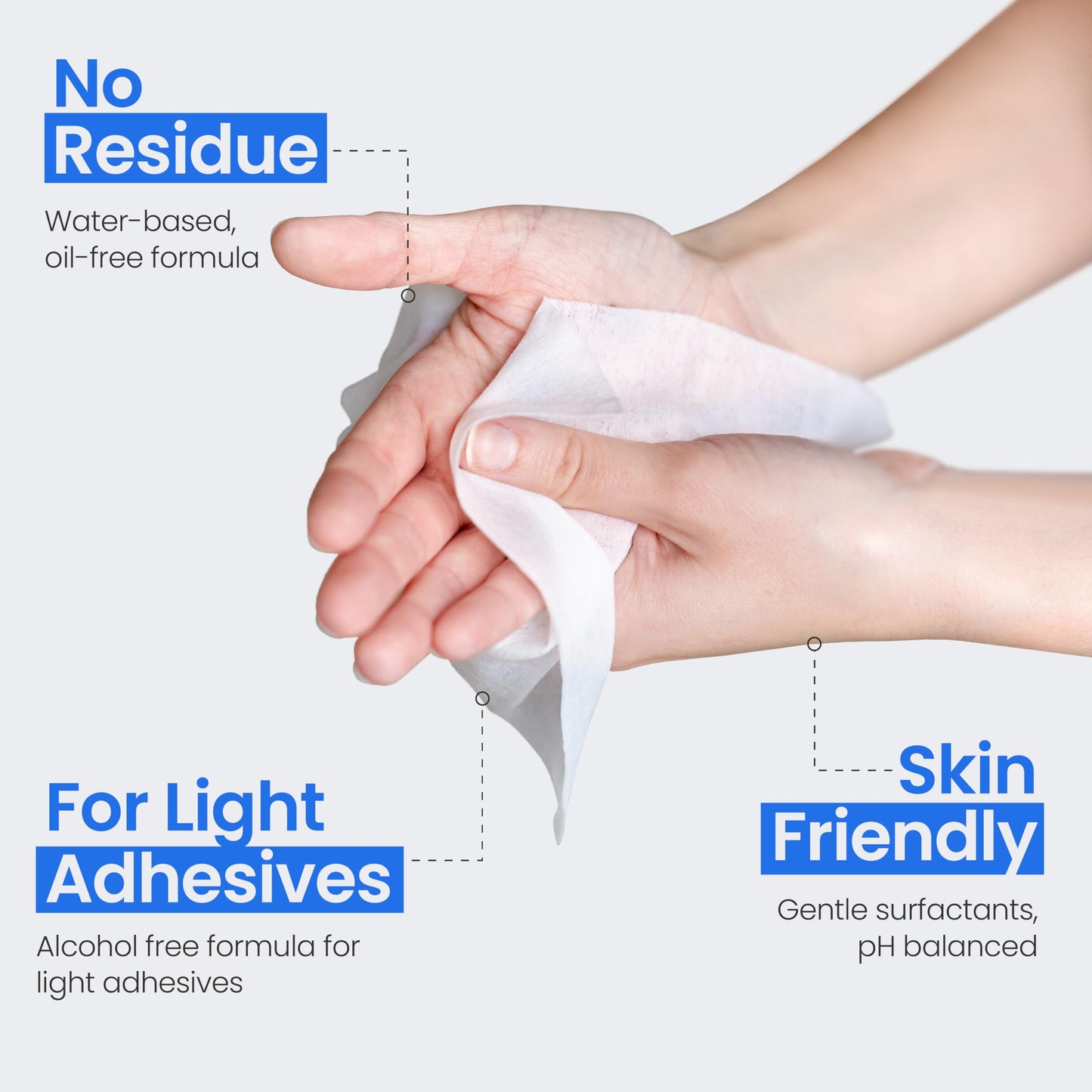 Safe n’ Simple Adhesive Remover Wipes – No Sting, Alcohol-Free, 50 Large 5x7