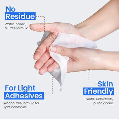 Safe n’ Simple Adhesive Remover Wipes – No Sting, Alcohol-Free, 50 Large 5x7