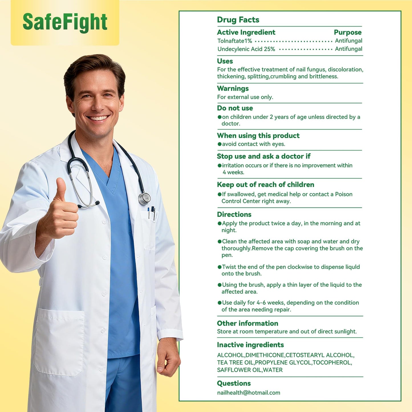 SafeFight Toenail Fungi Treatment Extra Strength Pen – 3-Pack with 25% Undecylenic Acid